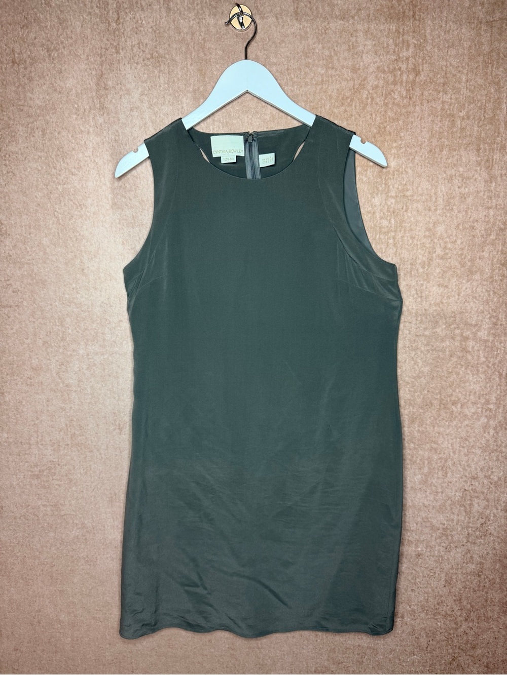 Cynthia Rowley 100% Silk Shift Dress Womens Size 8 Gray Minimalist Office